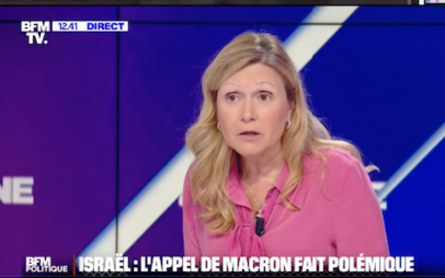 La présidente de l'Assemblée nationale, Yaël Braun-Pivet, invitée de BFM Politique, le 6 octobre 2024. (Crédit : Capture d’écran/BFMTV ; utilisée conformément à l'article 27a de la loi sur le droit d'auteur)4