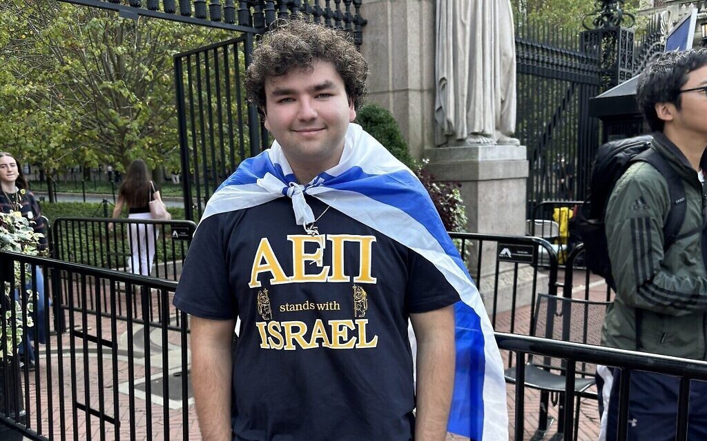 Noah Lederman, étudiant en deuxième année à l'université de Columbia, le 7 octobre 2024. (Crédit : Cathryn J. Prince)
