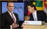 Brett McGurk, coordinateur du Conseil national de sécurité des États-Unis pour le Moyen-Orient (à gauche) et Amos Hochstein, alors envoyé du Département d'État pour l'Énergie, en 2022. (Crédit : AP)