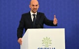 Le ministre français des Affaires étrangères Jean-Noël Barrot donnant une conférence de presse lors de la réunion des ministres des Affaires étrangères du G7, à Fiuggi, dans le centre de l'Italie, le 26 novembre 2024. (Crédit : Andreas Solaro/AFP)