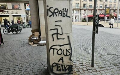 Tags antisémites à Amiens, le 12 novembre 2024. Illustration (Crédit : France Bleu via X)
