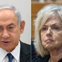 Le Premier ministre Benjamin Netanyahu  lors du Conseil des ministres, à Jérusalem, le 1er novembre 2024 ; la procureure générale Gali Baharav-Miara lors de la cérémonie d'adieu au président par intérim de la Cour suprême, Uzi Vogelman, à la Cour suprême de Jérusalem, le 1er octobre 2024. (Crédit : Amos Ben Gershom/GPO ; Oren Ben Hakoon/POOL)