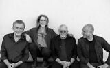 Yoni Rechter, à gauche, Yehudit Ravitz, Gidi Gov et David Broza donneront une série de concerts en 2025 pour le spectacle "The 16th Sheep." (Crédit : Guy Kushi et Yariv Fine)