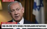 Le Premier ministre Benjamin Netanyahu s'adresseantà CNN lors d'une interview diffusée le 31 janvier 2023. (Crédit : Capture d'écran/CNN ; utilisée conformément à la clause 27a de la loi sur le droit d'auteur)
