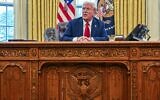 Le président américain Donald Trump s'adresse à la presse avant de signer un décret dans le bureau ovale de la Maison Blanche à Washington, le 30 janvier 2025. (Crédit : Roberto Schmidt/AFP)