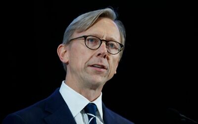 Brian Hook, représentant spécial des États-Unis pour l'Iran, s'exprime à la base conjointe d'Anacostia-Bolling à Washington, le 29 novembre 2018. (Carolyn Kaster/ AP) Brian Hook, représentant spécial des États-Unis pour l'Iran, s'exprime à la base conjointe d'Anacostia-Bolling à Washington, le 29 novembre 2018. (Carolyn Kaster/ AP)