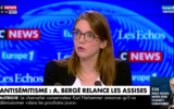 La ministre de la Lutte contre les discriminations Aurore Bergé, sur CNews, le 5 janvier 2024. (Crédit : Capture d'écran/Youtube/CNews ; utilisée conformément à l'article 27a de la loi sur le droit d'auteur)