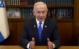Le Premier ministre Benjamin Netanyahu félicite le président américain Donald Trump pour sa seconde investiture, dans un message vidéo posté le 20 janvier 2025. (Capture d'écran via GPO)