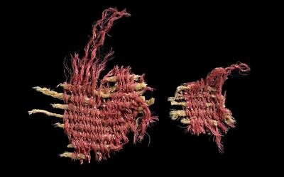 Fragment d’un rarissime textile vieux de 3800 ans, teint avec l’insecte Kermes vermilio. (Dafna Gazit, Autorité des antiquités d’Israël)
