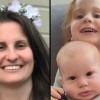 Shiri Bibas (à gauche) et ses fils Ariel, 4 ans (en haut à droite) et le bébé Kfir, qui ont été enlevés au kibboutz Nir Oz par des terroristes du Hamas le 7 octobre 2023 et assassinés en captivité. (Crédit : Ministère des Affaires étrangères)