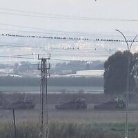 Des chars israéliens, près de la ville de Jénine, en Cisjordanie, le 23 février 2025. (Crédit : Réseaux sociaux ; utilisée conformément à l'article 27a de la loi sur le droit d'auteur)