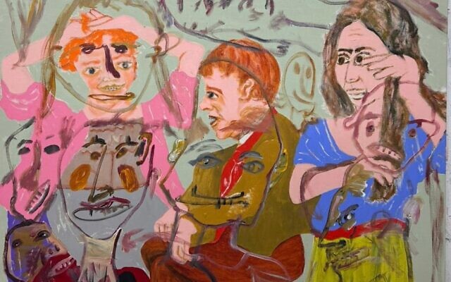 Sans titre » 2023 de l'artiste Yair Garbuz, technique mixte sur toile, qui fait partie de l'exposition « Art israélien » de la Bank Hapoalim inaugurée le 15 février 2025. (Avec l'aimable autorisation de l'artiste)
