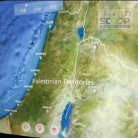 Carte interactive d’Air Canada montrant Israël remplacé par « Territoires palestiniens » (Credit : Capture d’écran/X ; ; utilisée conformément à la clause 27a de la loi sur le droit d'auteur)