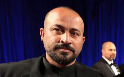 Hamdan Ballal lors de la 97e cérémonie des Oscars au Dolby Theatre le 2 mars 2025 à Hollywood, Californie. (Crédit : Al Seib/The Academy via Getty Images/AFP)