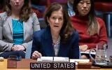 L'ambassadrice adjointe des États-Unis auprès de l'ONU, Dorothy Camille Shea, s'exprime lors d'une réunion du Conseil de sécurité au siège de l'ONU, le 18 mars 2025. (AP Photo/Yuki Iwamura)