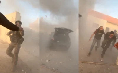 Une attaque à la roquette du Hezbollah à la frontière entre la Syrie et le Liban, le 17 mars 2025. (Capture d'écran : X)