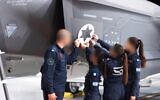 Des autocollants de l'armée de l'air israélienne apposés sur les avions de chasse F-35 nouvellement arrivés, sur une photo publiée le 16 mars 2025. (Crédit Armée de l'air israélienne)