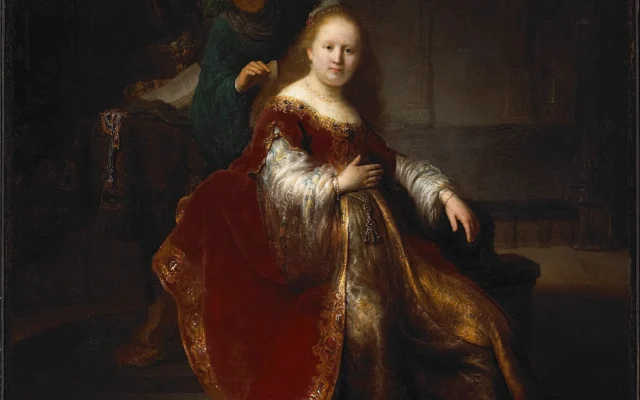 De Rembrandt van Rijn, "Une héroïne juive de la Bible hébraïque", 1632-33. Huile sur toile, 109,2 x 94,4 cm. Musée des beaux-arts du Canada, Ottawa, acheté en 1953, numéro d'acquisition 6089. (Crédit : NGC)