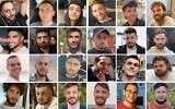 Les 24 otages présumés vivants toujours détenus par le Hamas : Première rangée, de gauche à droite : Elkana Bohbot, Matan Angrest, Edan Alexander, Avinatan Or, Yosef-Haim Ohana, Alon Ohel. Deuxième rangée, de gauche à droite : Evyatar David, Guy Gilboa-Dalal, Bipin Joshi, Rom Braslavski, Ziv Berman, Gali Berman. Troisième rangée, de gauche à droite : Omri Miran, Eitan Mor, Segev Kalfon, Nimrod Cohen, Maxim Herkin, Eitan Horn. Rangée du bas, de gauche à droite : Matan Zangauker, Bar Kupershtein, David Cunio, Ariel Cunio, Tamir Nimrodi, Pinta Nattapong. (Crédit : Forum des familles d'otages)