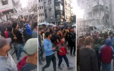 Des Palestiniens manifestent contre le Hamas et demandent la fin de la guerre, à Jabaliya, dans le nord de la bande de Gaza, le 6 avril 2025. (X ; utilisé conformément à l'article 27a de la loi sur les droits d'auteur).