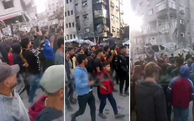 Des Palestiniens manifestent contre le Hamas et demandent la fin de la guerre, à Jabaliya, dans le nord de la bande de Gaza, le 6 avril 2025. (X ; utilisé conformément à l'article 27a de la loi sur les droits d'auteur). Des Palestiniens manifestent contre le Hamas et demandent la fin de la guerre, à Jabaliya, dans le nord de la bande de Gaza, le 6 avril 2025. (X ; utilisé conformément à l'article 27a de la loi sur les droits d'auteur).