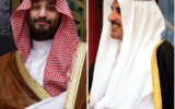 (À gauche) Le prince héritier saoudien Mohammed ben Salmane rencontre le secrétaire d'État américain Antony Blinken (non représenté) à Djeddah, en Arabie saoudite, le 20 mars 2024. (Crédit : Evelyn Hockstein / Pool / AFP) ; (À droite) L'émir du Qatar, Tamim ben Hamad al-Thani, rencontrant le secrétaire d'État américain Antony Blinken, au palais de Lusail, à Doha, au Qatar, le 6 février 2024. (Crédit : Mark Schiefelbein/AP)