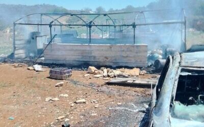 La maison d'une famille palestinienne après un incendie criminel aux mains de résidents d'implantations, le 21 avril 2025. (Autorisation)
