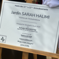 Inauguration du Jardin Sarah Halimi, à Marseille, le 4 avril 2025. (Crédit : Crif Marseille-Provence)