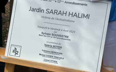 Inauguration du Jardin Sarah Halimi, à Marseille, le 4 avril 2025. (Crédit : Crif Marseille-Provence)