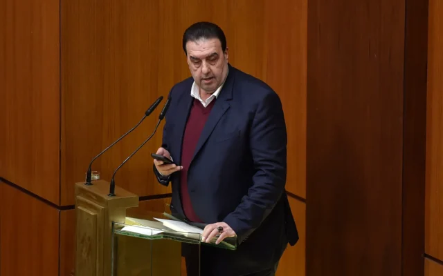Walid Baarini, député libanais, au Parlement, à Beyrouth, le 26 février 2025. (Crédit : Parlement libanais) Walid Baarini, député libanais, au Parlement, à Beyrouth, le 26 février 2025. (Crédit : Parlement libanais)