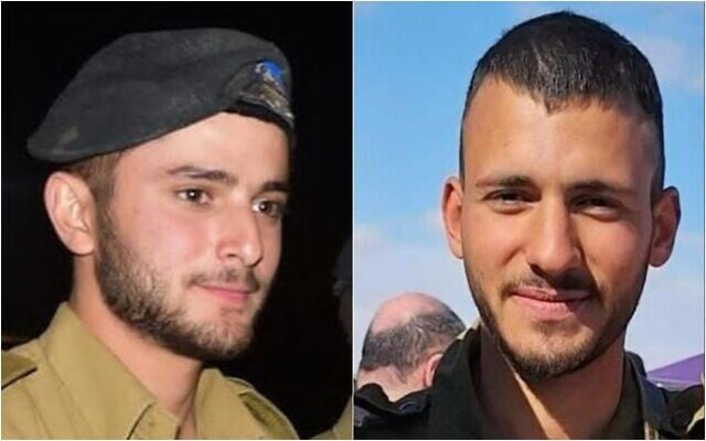 Le capitaine Ido Voloch (à gauche) de l'armée israélienne et le sergent Neta Yitzhak Kahane, tués lors des combats dans le quartier de Shejaiya, à Gaza-City, le 25 avril 2025. (Crédit : Autorisation)