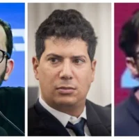 De gauche à droite : le conseiller du premier ministre Benjamin Netanyahu, Jonatan Urich (Avshalom Sassoni); l’avocat de Netanyahu, Amit Hadad (Chaim Goldberg/Flash90); et l’ancien aide de Netanyahu, Yisrael Einhorn (capture d’écran YouTube utilisée conformément à l’article 27a de la loi sur les droits d’auteur).