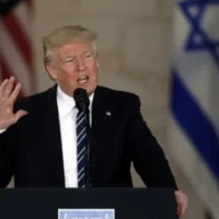 Le président américain Donald Trump prononce un discours au Musée d'Israël à Jérusalem, le 23 mai 2017. (Photo AFP/Menahem Kahana)