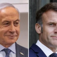 Montage photos créé le 15 avril 2025 (de gauche à droite) : Le Premier ministre Benjamin Netanyahu à son arrivée au tribunal de Tel Aviv avant le début de son procès pour corruption, le 9 avril 2025 ; le président français Emmanuel Macron attendant d'accueillir Nechirvan Barzani, président de la région autonome du Kurdistan irakien (non visible sur la photo), pour un déjeuner de travail à l'Élysée, à Paris, en France, le 14 avril 2025. (Crédits : Miriam Alster/Flash90 ; Ludovic Marin/AFP)