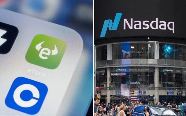 La plateforme de trading en ligne eToro, fondée en Israël, cotée à la bourse Nasdaq, le 14 mai 2025. (Wachiwit/hapabapa via iStock)