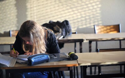 Une élève de première (section économique et sociale) prend des notes lors d'un cour d'histoire, le 11 décembre 2009 au lycée Allende à Hérouville-Saint-Clair. (Crédit : MYCHELE DANIAU / AFP)