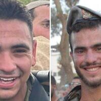 Le sergent Yaly Seror (à gauche) et le capitaine Noam Ravid (à droite), tués dans l'explosion d'un tunnel à Rafah, dans la bande de Gaza, le 3 mai 2025. (Crédit : Armée israélienne)