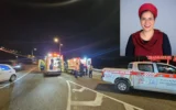 Le lieu d'un attentat terroriste sur la route 446 entre les implantations de Bruchin et Peduel, le 14 mai 2025. En médaillon : Tzeela Gez, qui a été tuée lors de l'attaque (Crédits : Magen David Adom ; Autorisation)