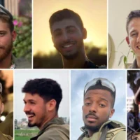 Montage photos (en haut, de gauche à droite) : Le lieutenant Matan Shaï Yashinovski, le sergent-chef Ronel Ben-Moshe, le sergent Ronen Shapiro ; (en bas, de gauche à droite) : le sergent Maayan Baruch Pearlstein, le sergent-chef Niv Radia, le sergent Shahar Manoav et le sergent-chef Alon Davidov. tués lorsque le véhicule blindé dans lequel ils se trouvaient a été touché par un engin explosif, à Khan Younès, dans le sud de la bande de Gaza le 24 juin 2025. (Crédit : Armée israélienne)