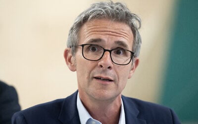 Stéphane Troussel, président socialiste du Conseil départemental de la Seine-Saint-Denis, au Bourget, le 30 mai 2024. (Crédit : MIGUEL MEDINA / AFP)