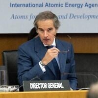 Rafael Grossi, directeur général de l'Agence internationale de l'énergie atomique, lors de la réunion du Conseil des gouverneurs de l'AIEA, au siège de l'agence à Vienne, en Autriche, le 16 juin 2025. (Crédit : Joe Klamar/AFP)
