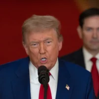 Le président américain Donald Trump s'exprime depuis la salle Est de la Maison Blanche à Washington, le 21 juin 2025. (Crédit : Carlos Barria/Pool via AP)