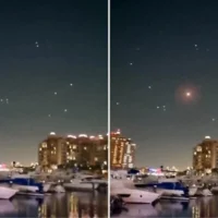 Des missiles de défense anti-aérienne s'élèvent pour intercepter des missiles iraniens tirés sur le Qatar, le 23 juin 2025. (Captures d'écran : X)