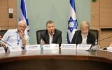 Le député du Likud Yuli Edelstein préside une réunion de la Commission des Affaires étrangères et de la défense de la Knesset, le 27 avril 2025. (Dani Chem-Tov/Bureau du porte-parole de la Knesset)