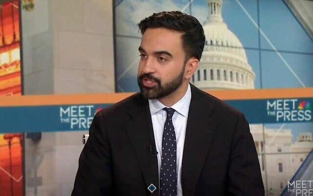 Capture d'écran de la vidéo du vainqueur de la primaire démocrate pour la mairie de New York, Zohran Mamdani, lors d'une interview dans l'émission "Meet the press" de NBC, le 29 juin 2025. (NBC : utilisé conformément à la clause 27a de la Loi sur le droit d'auteur) Capture d'écran de la vidéo du vainqueur de la primaire démocrate pour la mairie de New York, Zohran Mamdani, lors d'une interview dans l'émission "Meet the press" de NBC, le 29 juin 2025. (NBC : utilisé conformément à la clause 27a de la Loi sur le droit d'auteur)