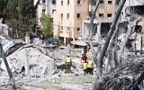 Le campus de rééducation ALEH, à Bnei Brak, dévasté par un missile iranien, le 16 juin 2025 (Crédit : Eliezer Feinstein/ALEH)