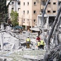 Le campus de rééducation ALEH, à Bnei Brak, dévasté par un missile iranien, le 16 juin 2025 (Crédit : Eliezer Feinstein/ALEH)