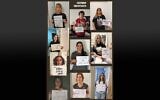 Montage de photos de membres des familles des otages tenant des pancartes indiquant "Pas d'abri pour les otages", le 19 mai 2025. (Autorisation : Mishmeret 101)