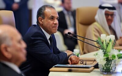 Le ministre égyptien des Affaires étrangères, Badr Abdelatty, assistant à une réunion de responsables arabes, à Ryad, le 12 janvier 2025. (Crédit : Fayez Nureldine/AFP)