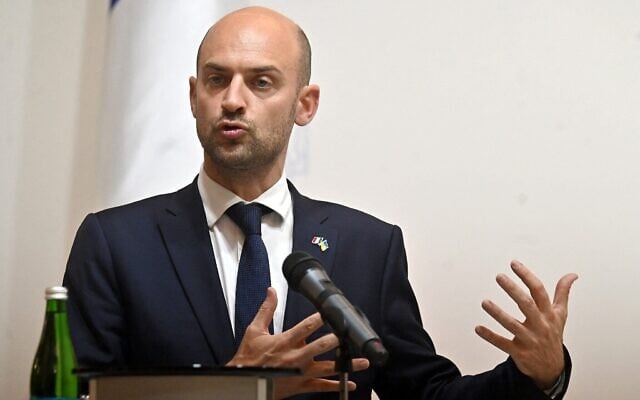 Le ministre français des Affaires étrangères Jean-Noël Barrot s'exprime lors d'une conférence de presse conjointe avec son homologue ukrainien, à Kiev, le 21 juillet 2025. (Crédit : Sergei SUPINSKY/AFP) Le ministre français des Affaires étrangères Jean-Noël Barrot s'exprime lors d'une conférence de presse conjointe avec son homologue ukrainien, à Kiev, le 21 juillet 2025. (Crédit : Sergei SUPINSKY/AFP)
